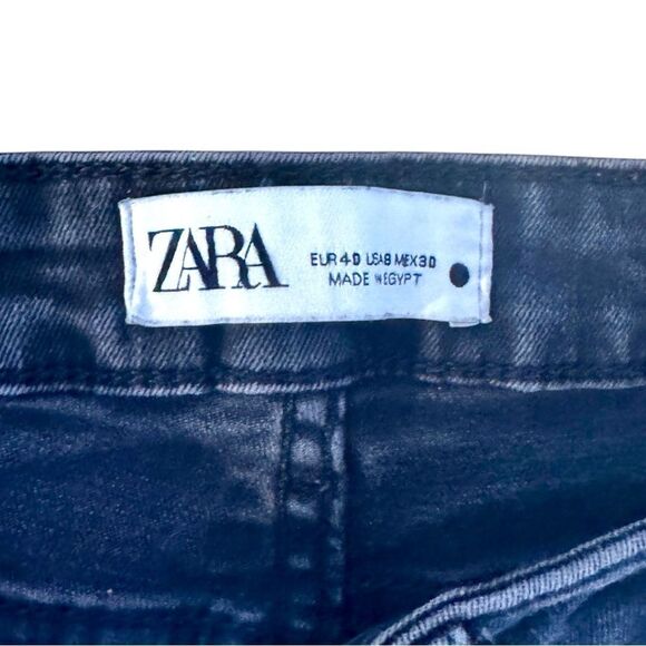 Zara Black Flare Wide Leg Jeans Sz 8 - Picture 8 of 9